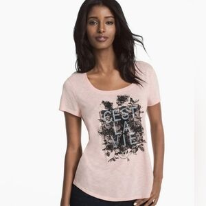 NWT White House Black Market C'est La Vie Pink Tee Size Small